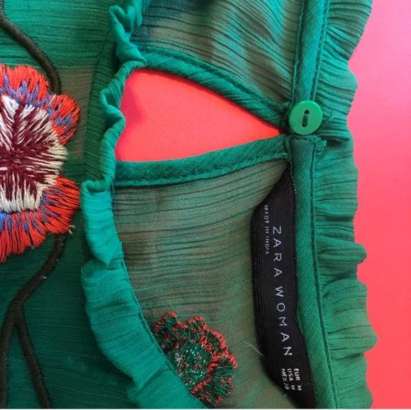 Zara floral embroidered chiffon top - Picture 5 of 5